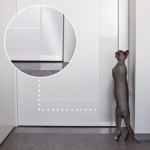PETFECT Pet Scratch Protector w/Custom-Cut Knife - Door Guard + Wood, Wall & Furniture Shield for Dog & Cat Scratching Deterrent, Defender & Repellent w/Super Sticky Self-Adhesive Backing